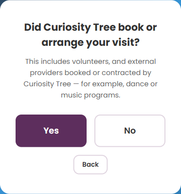Question 2: Did Curiosity Tree book or arrange your visit?