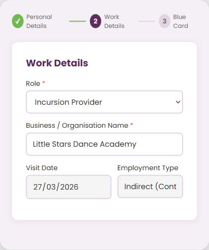 Worker Step 2: Role and organisation