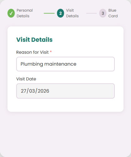 Visitor Step 2: Reason for visit