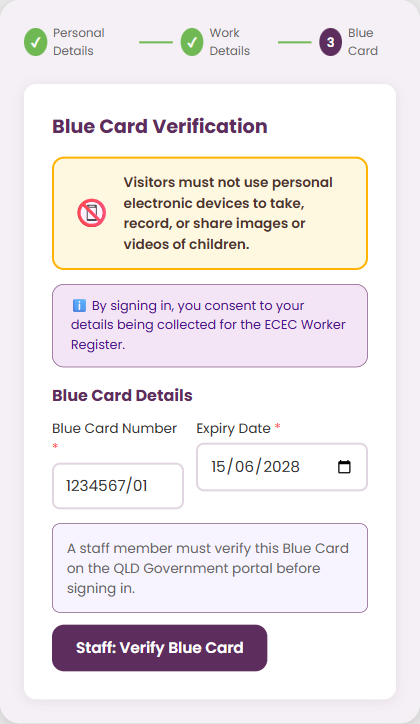 Blue Card verification step